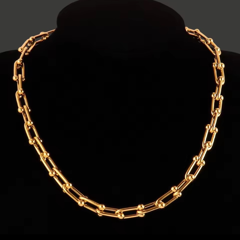 Hardware Graduated Link 18k Gold Stainless Steel Waterproof Necklace Hardware Graduated Link 18k Gold Stainless Steel Waterproof Necklace